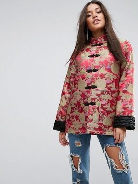 Kimono Jacket In Jacquard With Turn Back Cuff  asos NWT